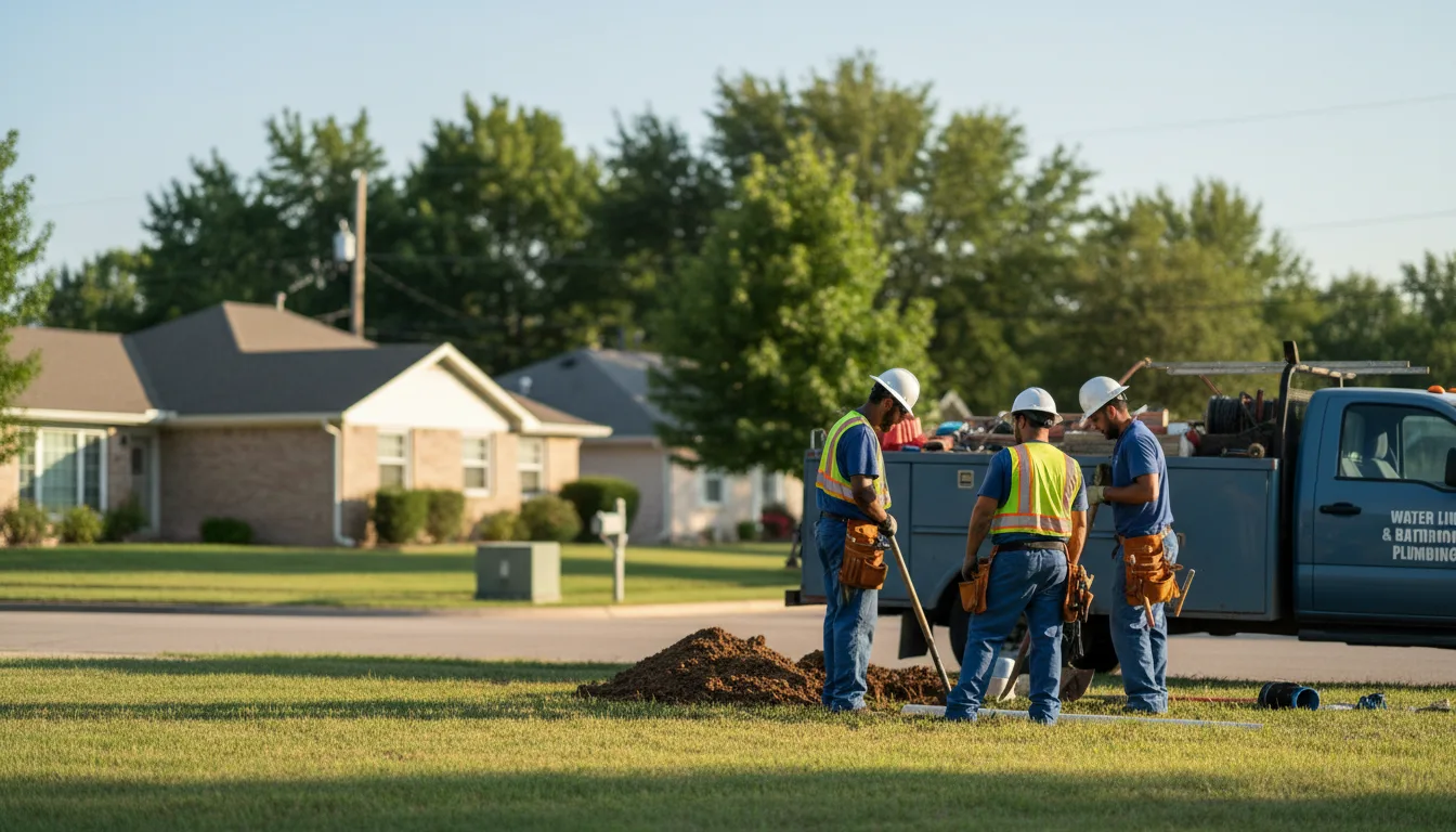 Residential water line and bathroom plumbing service in Overbrook, OK